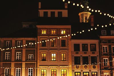 Low angle view of building at night