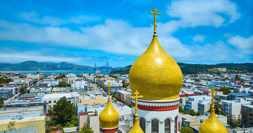 Low angle view of townscape against sky