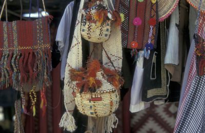 Close-up of multi colored lanterns for sale