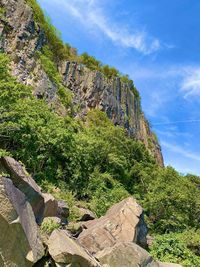 Low angle view of rocks against sky