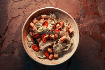 High angle view of food in container