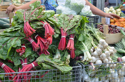 Vegetables for sale at market stall