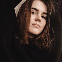 Close-up portrait of beautiful young woman