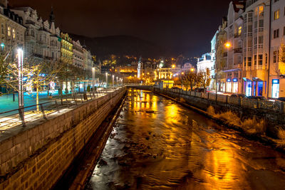 Illuminated city at night