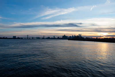 A dramatic orange and blue sunset at graffiti pier in philadephia