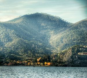 Scenic view of lake against sky