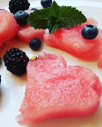 Close-up of strawberries in plate