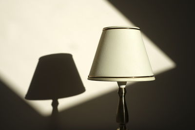 Close-up of electric lamp against wall