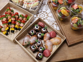 High angle view of fruits on table