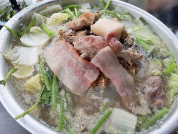 High angle view of food in bowl