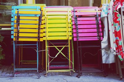 Multi colored folding chairs