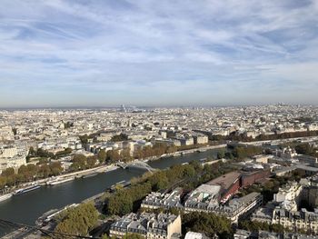 High angle view of buildings in city