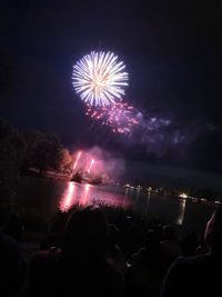 Firework display at night