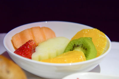 Close-up of fruits in bowl on table