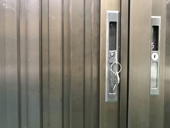 Close-up of key on elevator