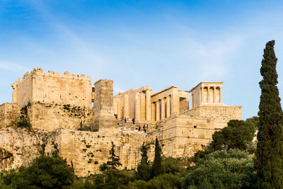 Old historic ruins against sky at acropolis