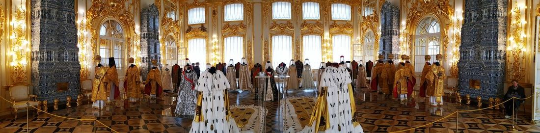 Panoramic view of people in temple