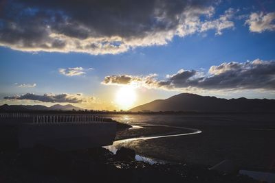 Panoramic view of sea against sky during sunset