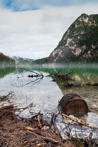 Scenic view of lake against sky