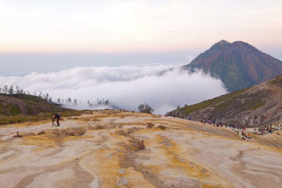 Panoramic view of landscape against sky during sunset