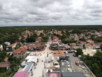 High angle view of cityscape against sky