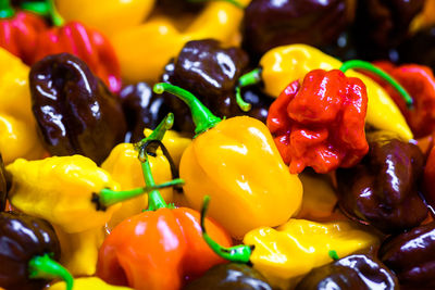 Full frame shot of multi colored bell peppers