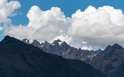 Scenic view of the andes mountains with snow covered peaks, against sky