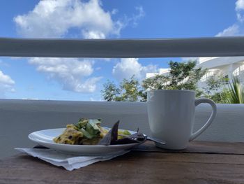 Close-up of breakfast on table