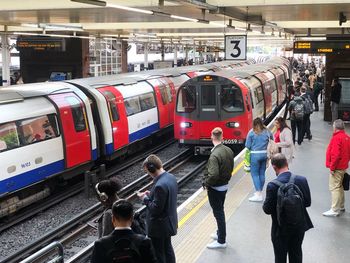 Train on railroad station platform