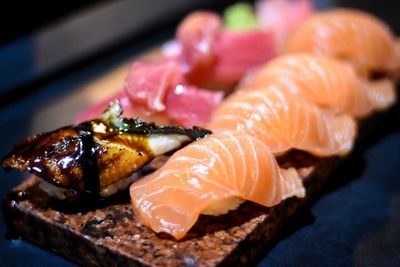 Close-up of sushi on table