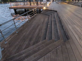 High angle view of pier on lake