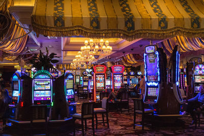 Illuminated amusement park at night