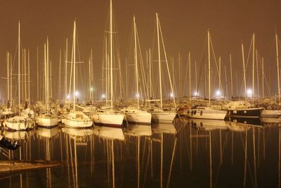 Boats moored in harbor