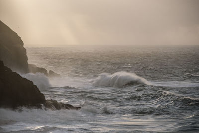 Moody scene of rough seas, famine, suduroy, faroe islands