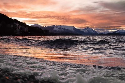 Scenic view of sea against sky during sunset