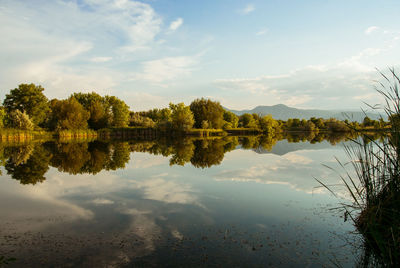 Scenic view of lake against sky