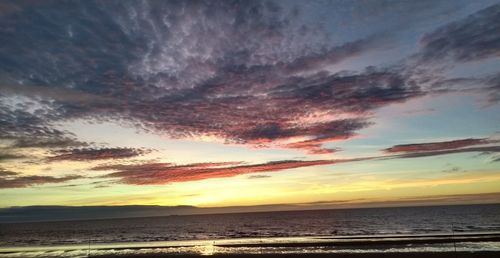 Scenic view of sea against sky at sunset