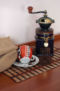 Close-up of coffee beans on table