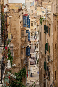 High angle view of buildings in city