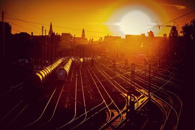 Railroad track at sunset