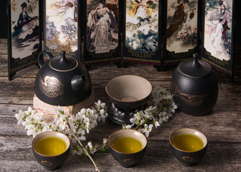 High angle view of food on table