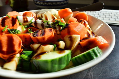 Close-up of food served in plate