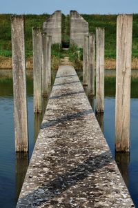 Wooden pier over lake