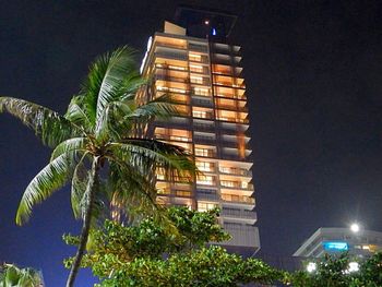 Low angle view of building at night