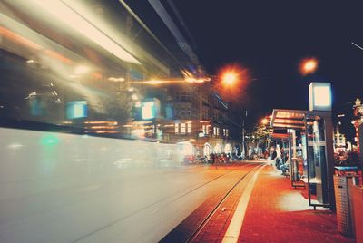 Railroad tracks at night