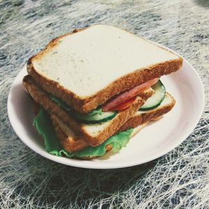 Close-up of bread in plate