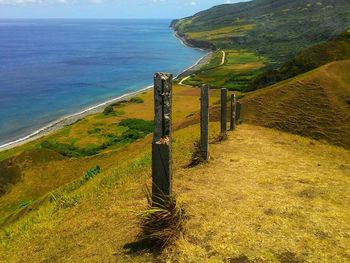 High angle view of sea against sky