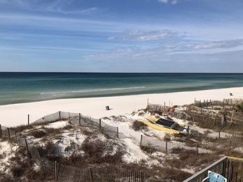 High angle view of beach against sky