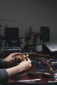 Close up work table concept photo