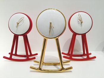 Close-up of metallic structure against white background